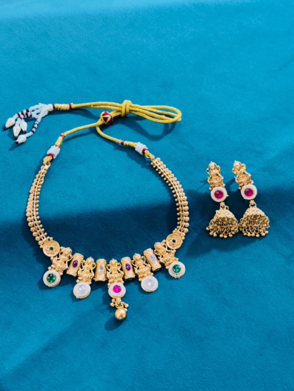 1gm Gold-Plated Traditional Short Necklace Set(D no.122)