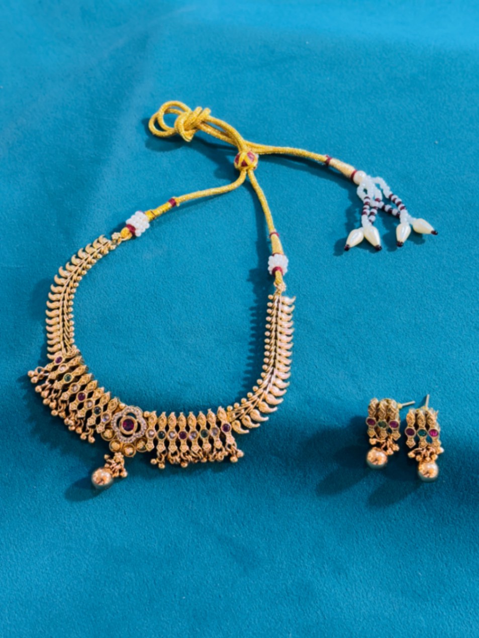 1gm Gold-Plated Traditional Short Necklace Set(D no.145)