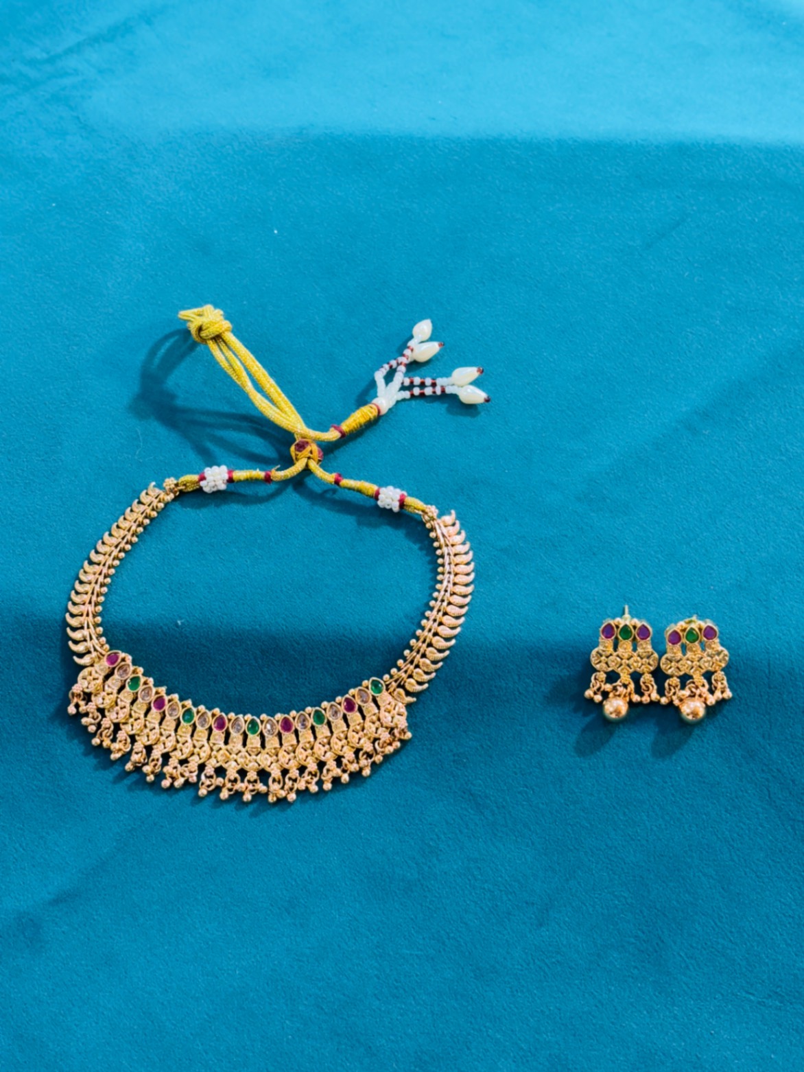 1 Gm Gold-plated traditional short necklace set (D no.128)